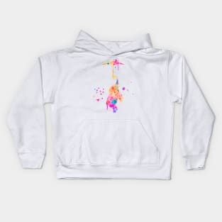 Colorful Pink Baby Elephant With Umbrella Watercolor Painting Kids Hoodie